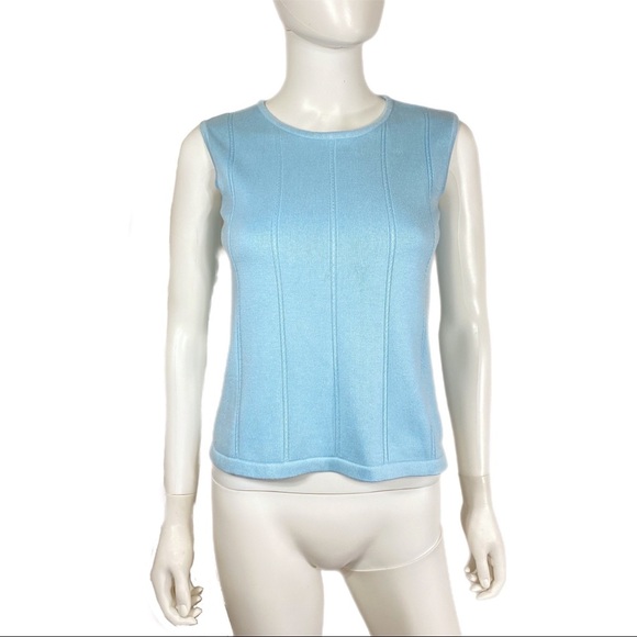 Talbots Sleeveless Baby Blue Ribbed Tank Sweater - Picture 1 of 7